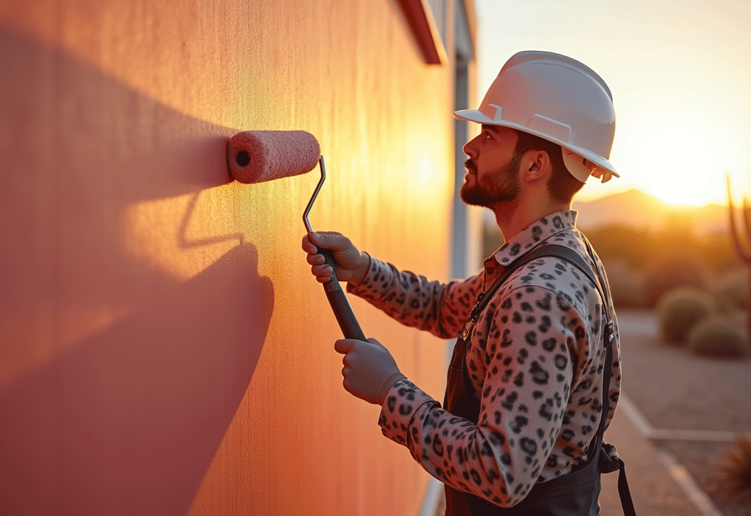 Professional painter painting the exterior of a house in Phoenix
