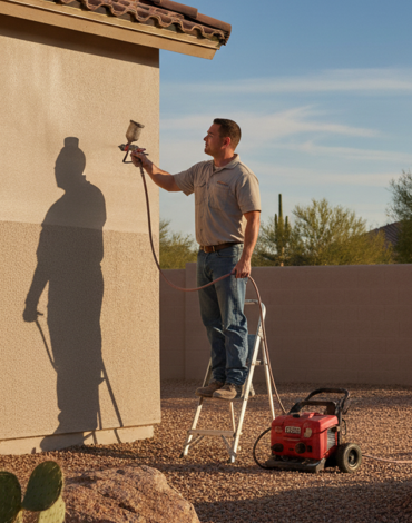 Professional exterior painters working on residential property